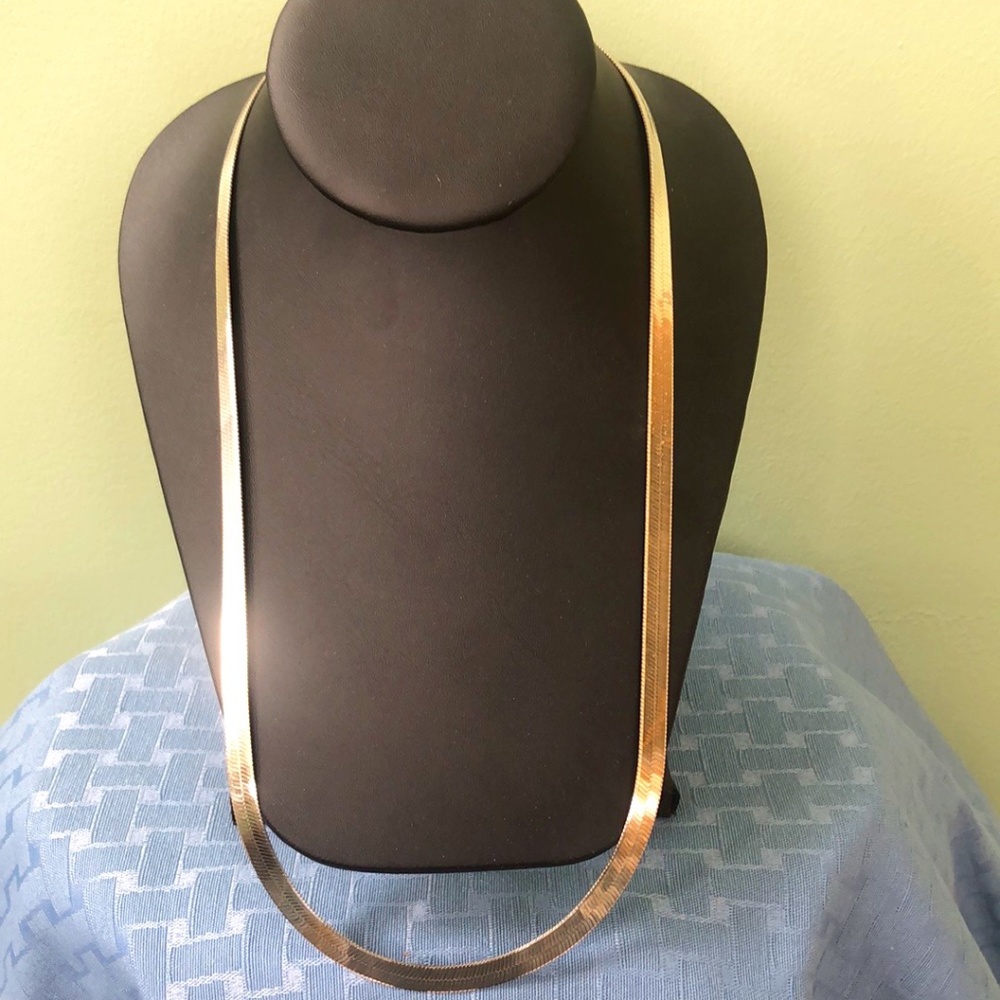 Sterling 925 Wide Herringbone Chain Necklace